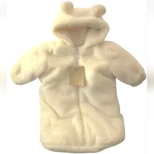 MON LAPIN Fur Silky Plush Infant Baby Zip Snowsuit Sack Bunting NWT